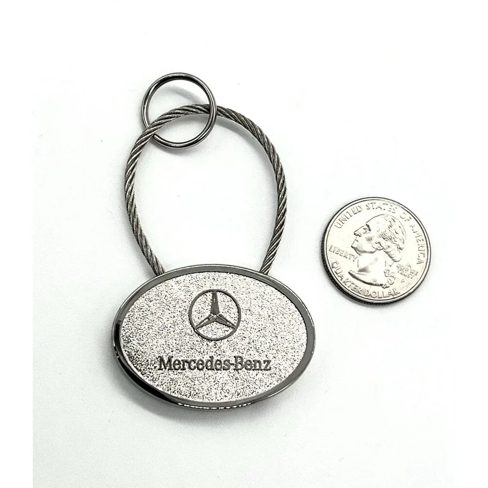 OEM Rare Silver Mercedes Benz Cable Keychain Fob Genuine #6688